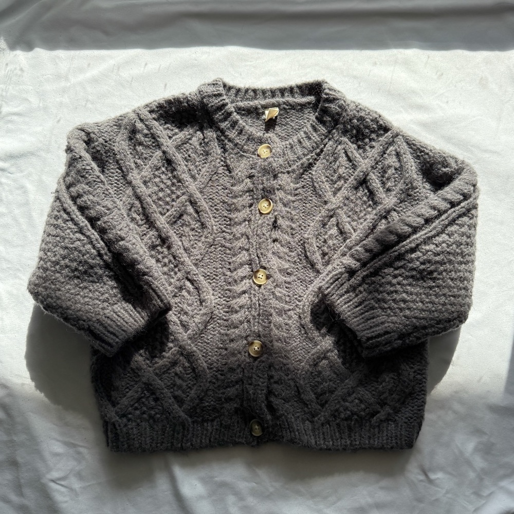 Thick Quality Oversized Cable Knit Cardigan with Buttons